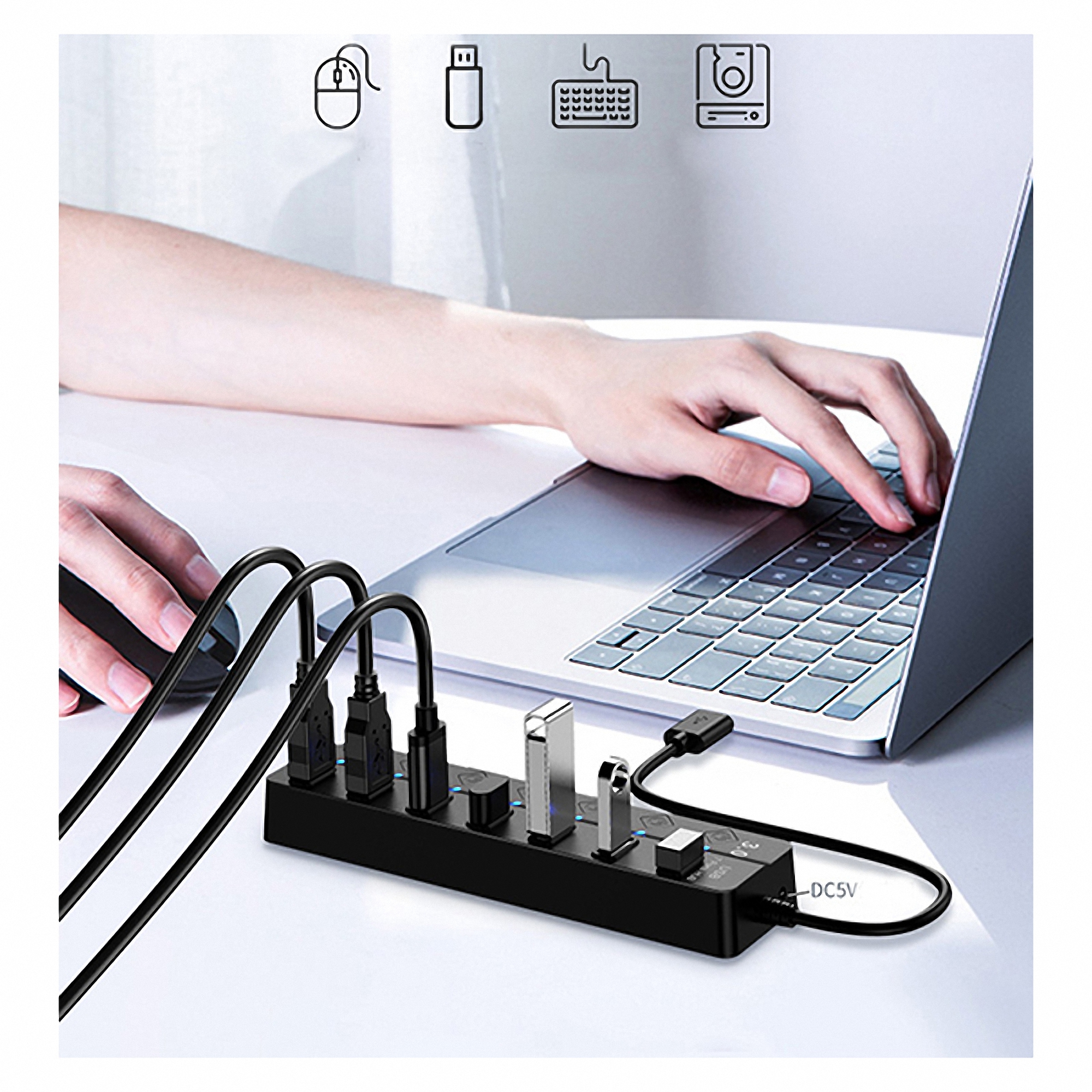 7-Port USB Hub with Independent Power Switches 2