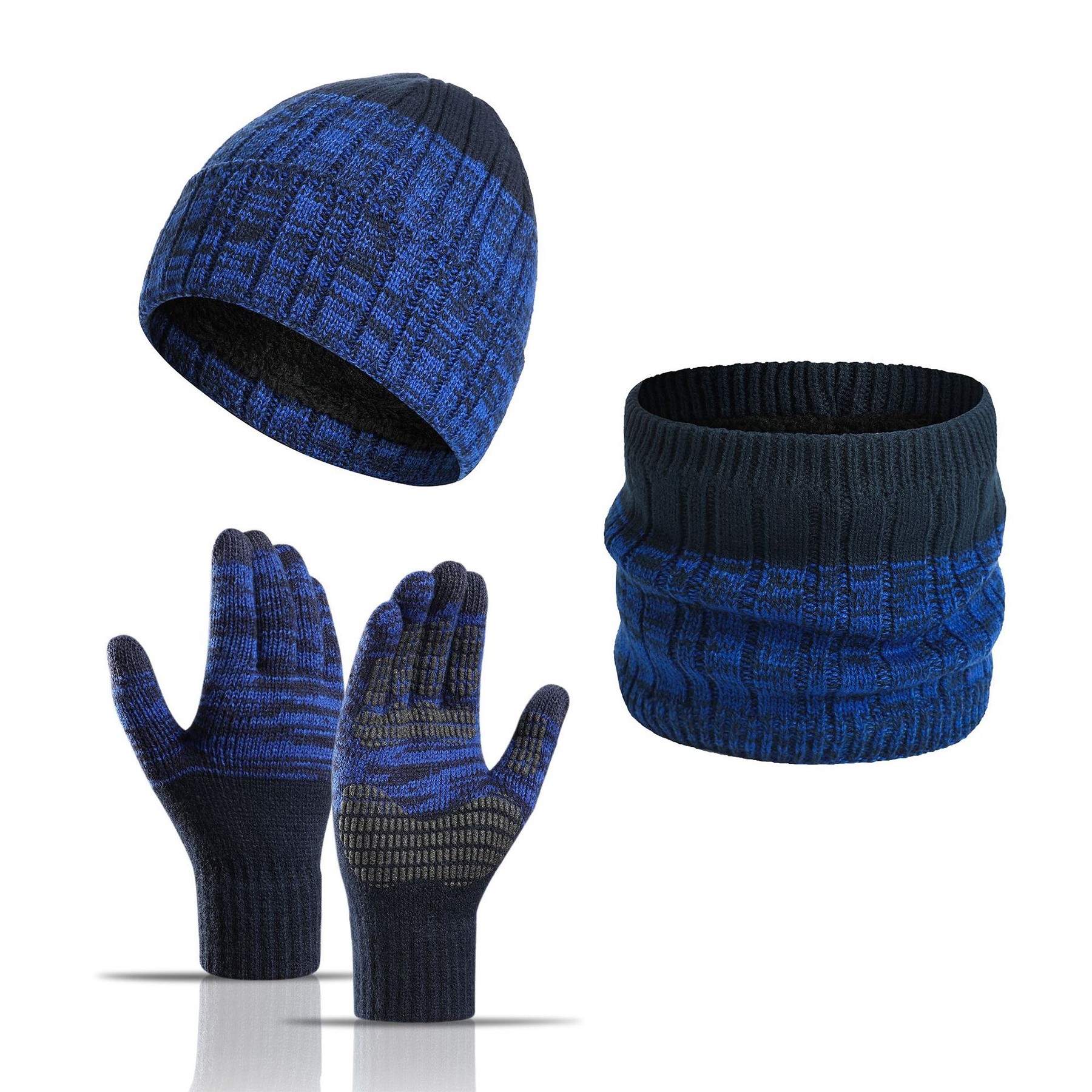 3PCS Winter Beanie Neck Gaiter Gloves Set 4