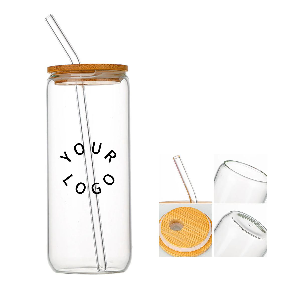 Customizable 16oz Glass Tumbler with Lid and Straw 2