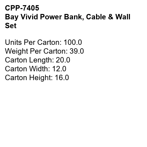 Bay Vivid Power Bank, Cable & Wall Set 5