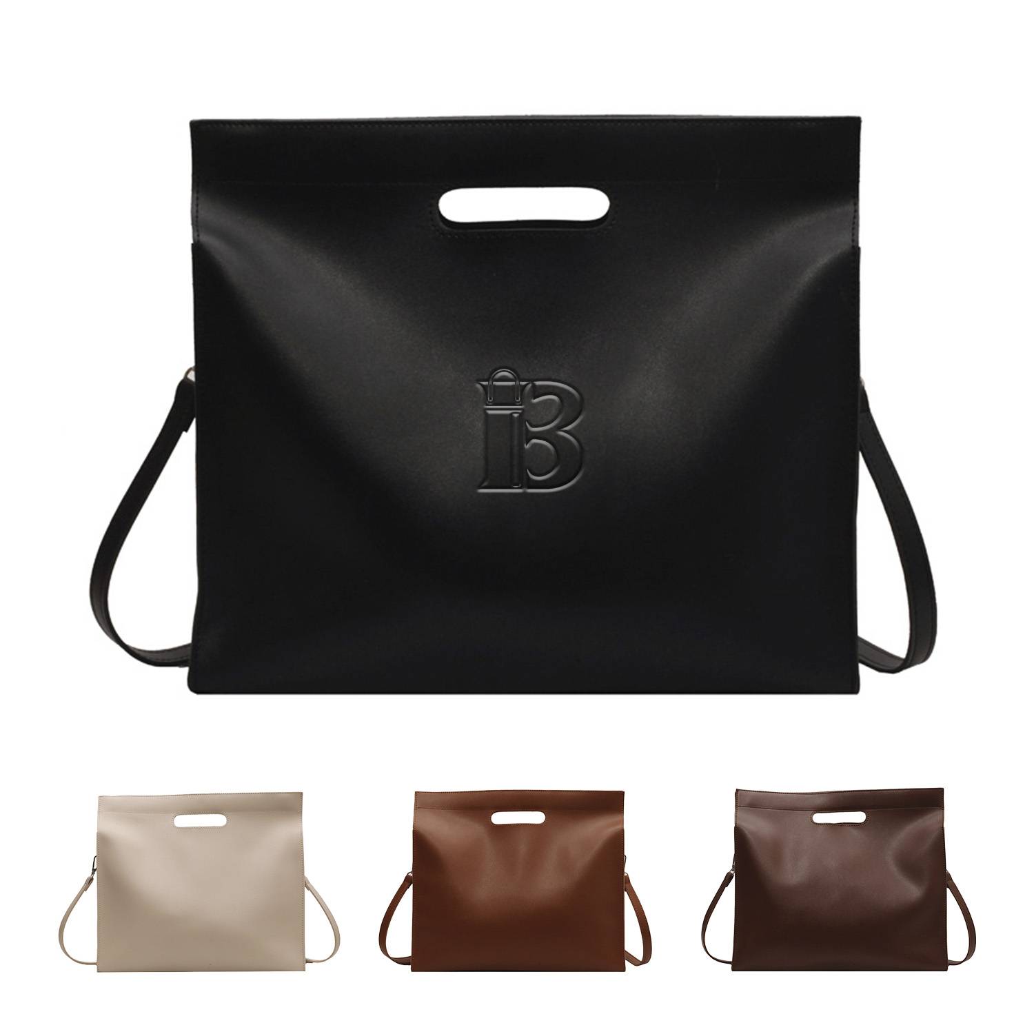 PU Leather Simple Large Capacity Tote bag, custom tote bag with logo imprint 2
