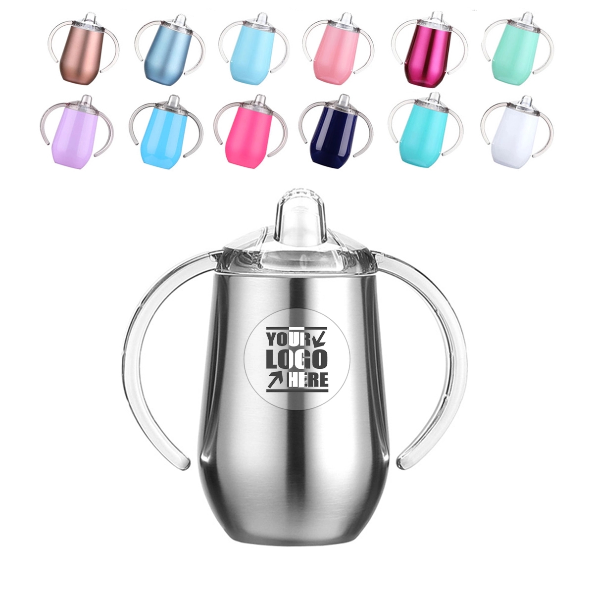 10Oz Custom Bpa Free Baby Feeding Sippy Cups Egg Shape 2