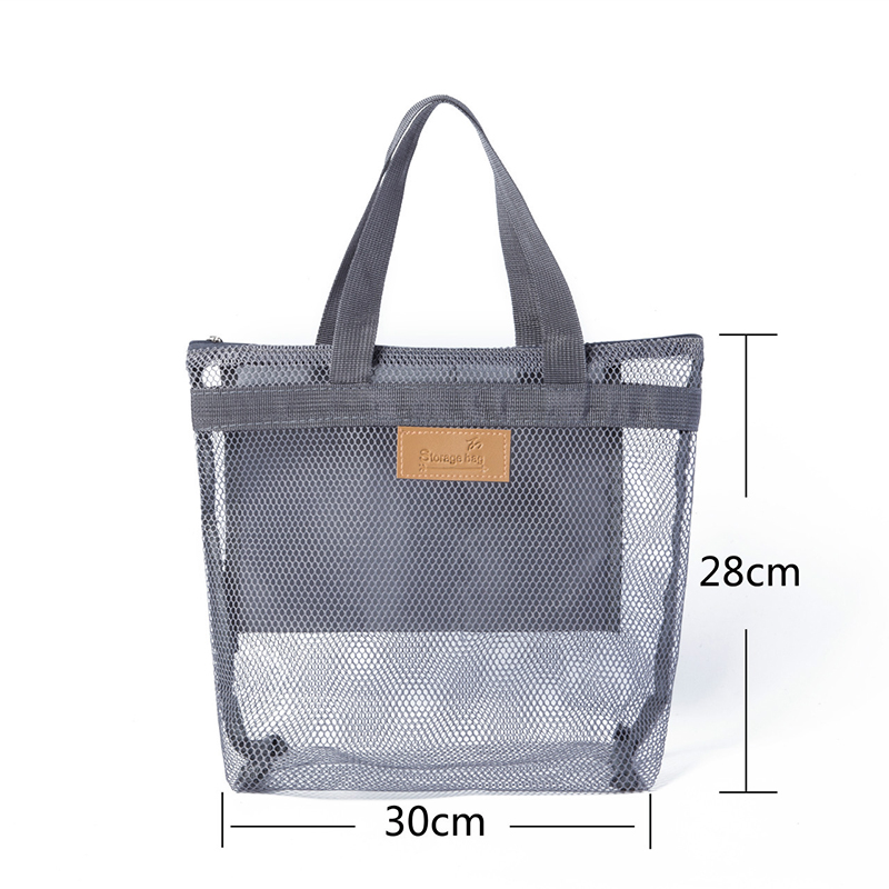 Mesh Beach Tote Bag W/ Zipper and Pockets, custom tote bag with logo imprint 9