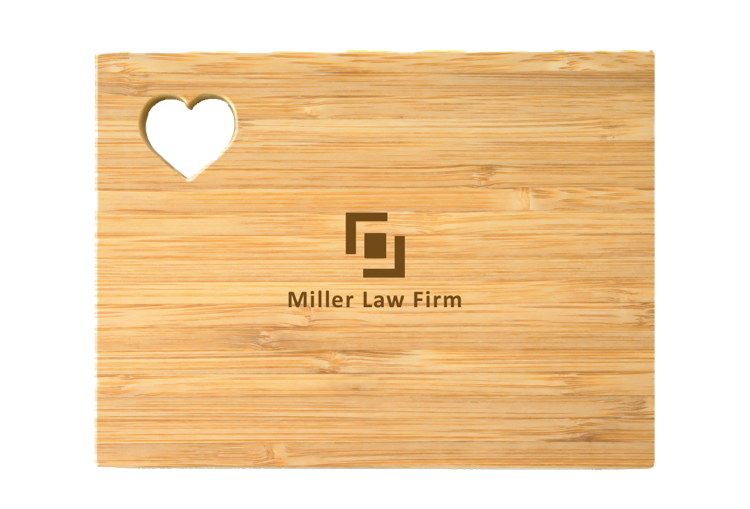 12" Rectangle Bamboo Cutting Board with Heart Cut Out 2