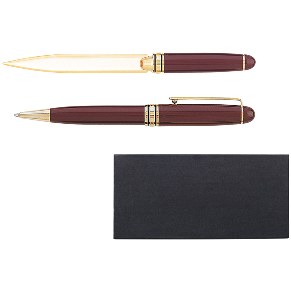 Danish-I Brass Letter Opener with GS Double Pen Set 16