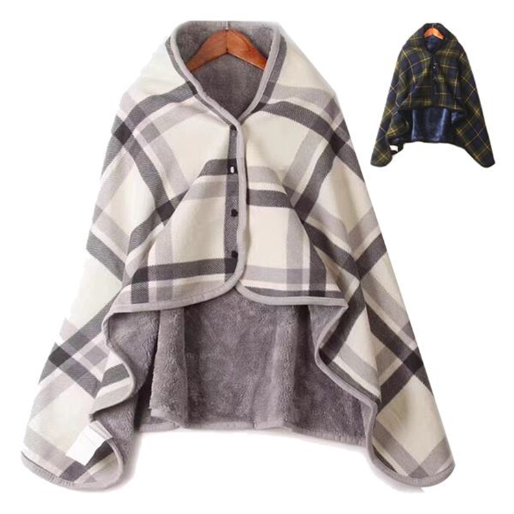 Fleece Wearable Blanket Poncho Throw With Buttons 3