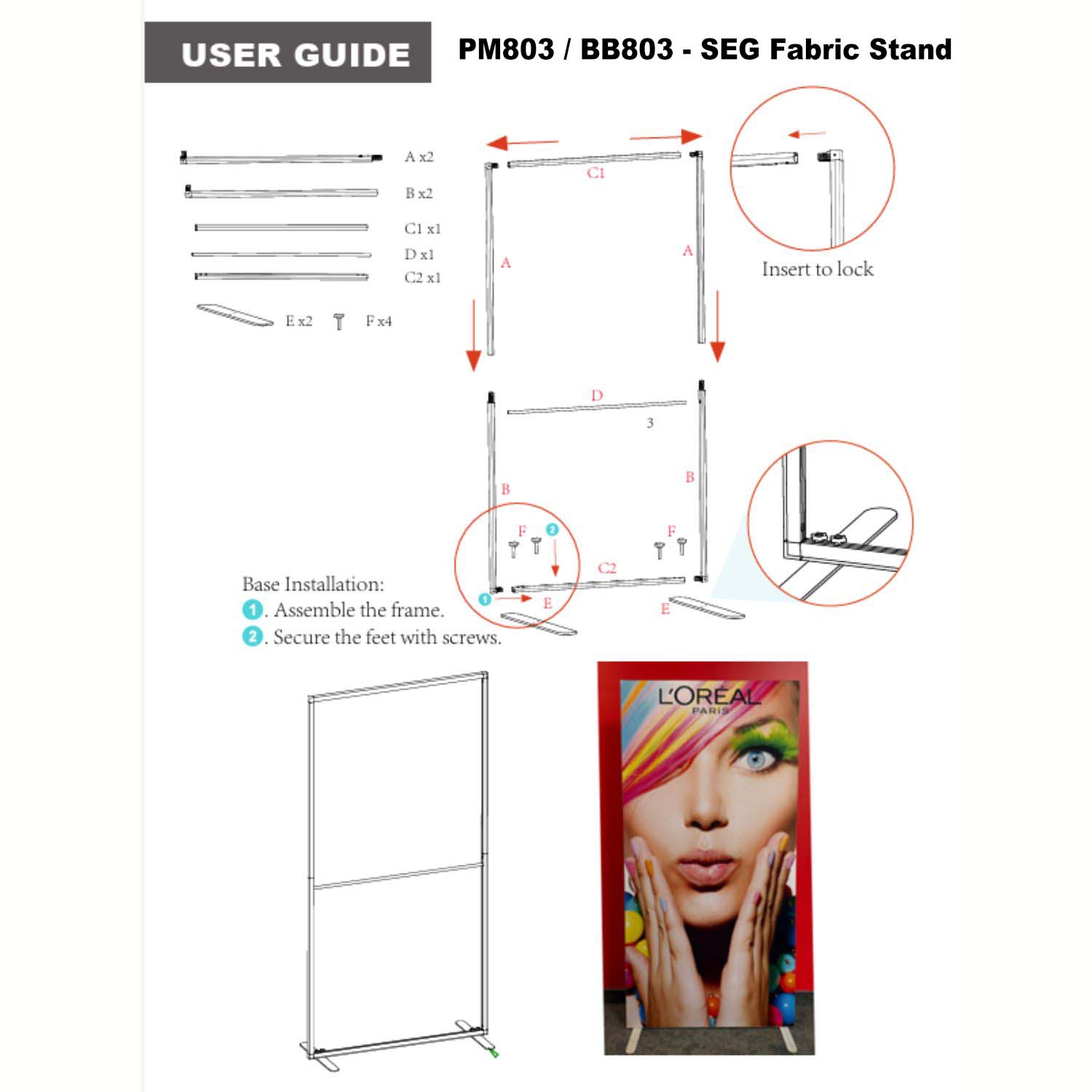 Hardware and bag only for Frontlit SEG Fabric Banner Stand, 40"x80", Graphics are not included 5