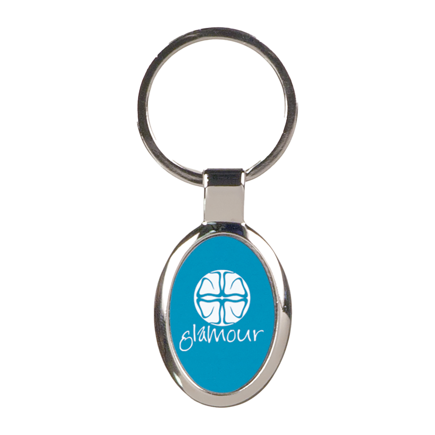 Blue Laserable Metal Oval Keychain 1