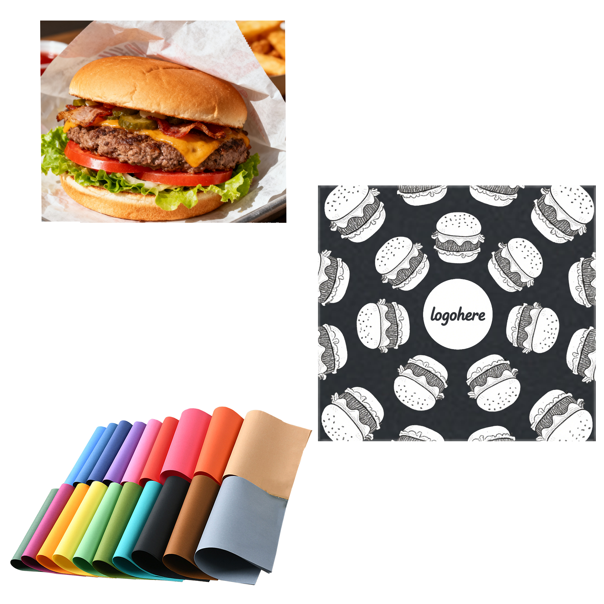 MOQ 1000 Colored Grease Proof Food Wrapping Sheets 2