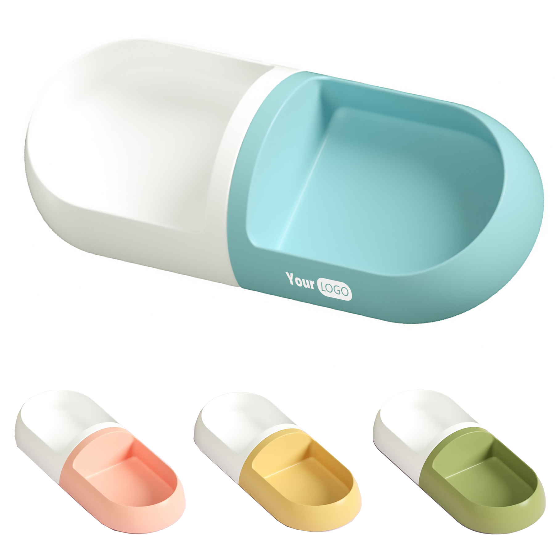 Plastic Capsule Shaped Splicing Pet Double Bowl 1
