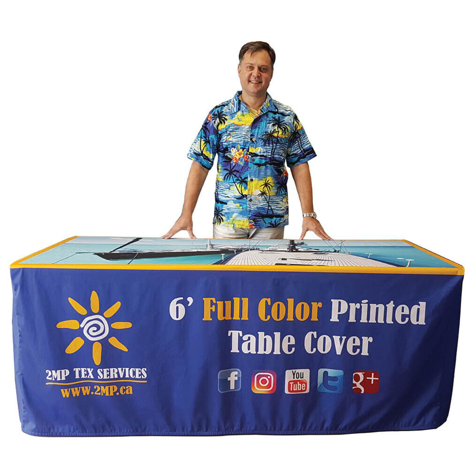 Premium 8ft Throw Dye Sublimated Fitted Table Cloth 3