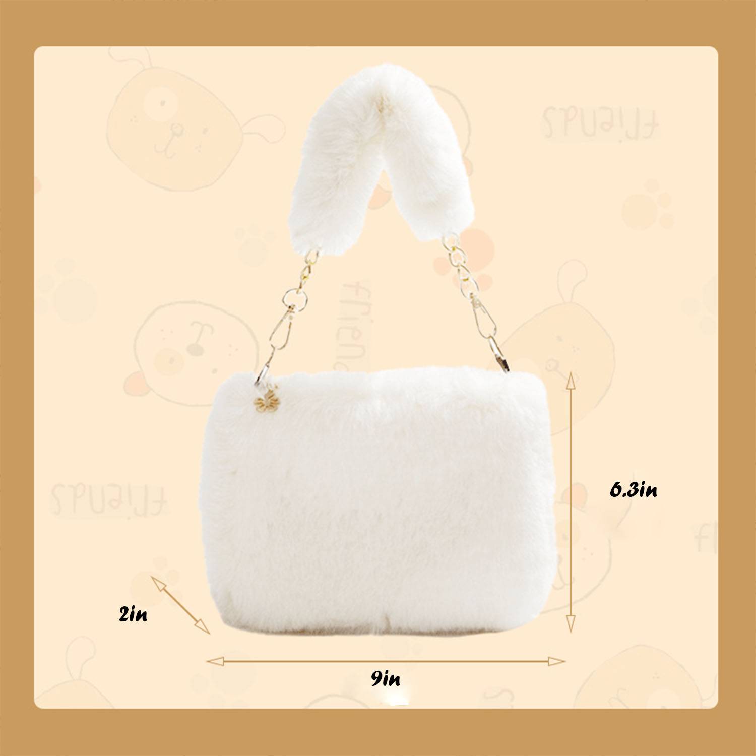 Plush imitation rabbit fur shoulder bag 2