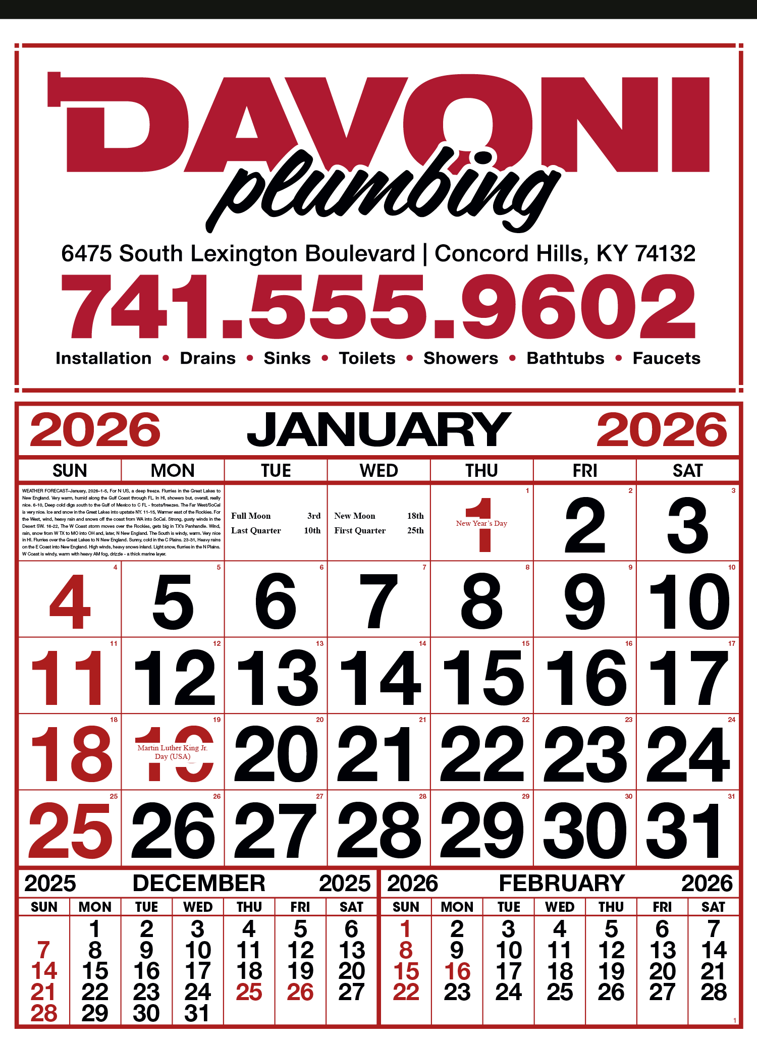 Skinner & Kennedy® Commercial 12-Sheet Calendar 22