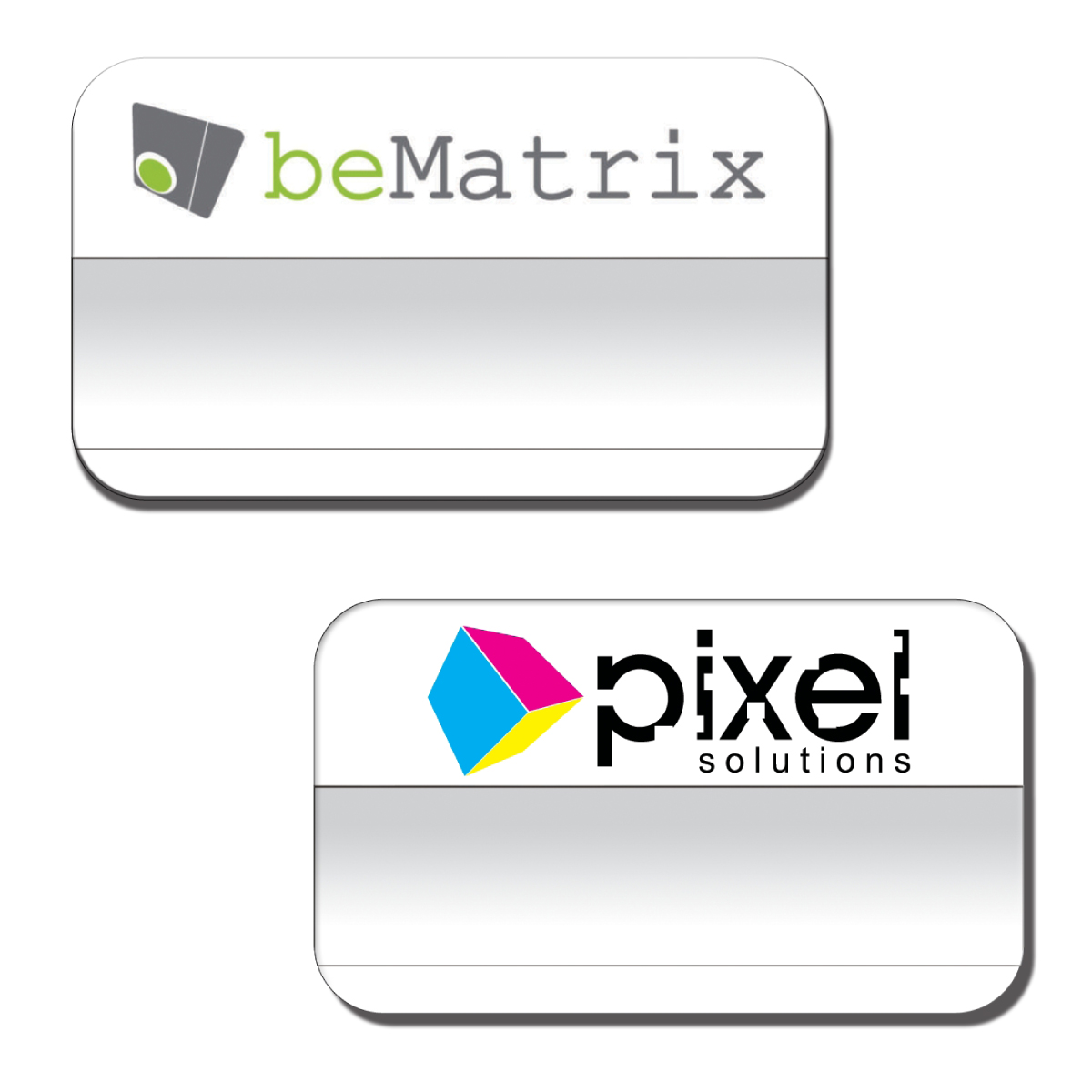 The Plato full color reusable name badge 1.75" X3" with .75" window 4