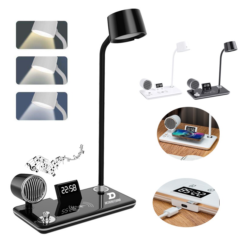 Smart Wireless Charging Desk Lamp with Wireless Speaker Clock 3