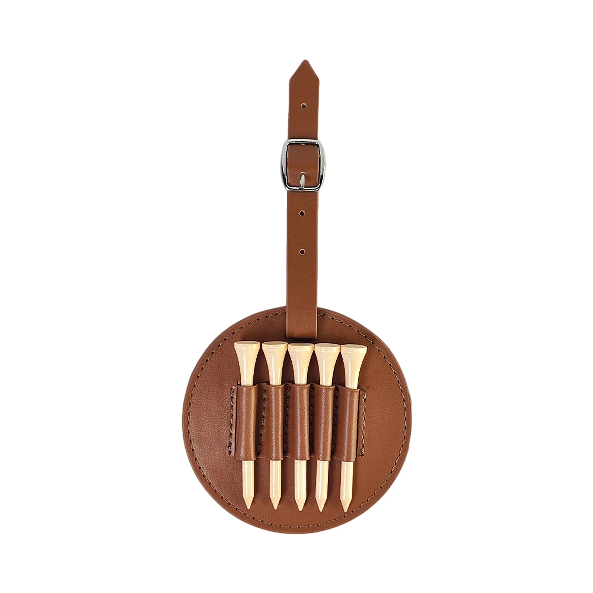 Leather Golf Tee Holder and Ball Stand for Convenient 5
