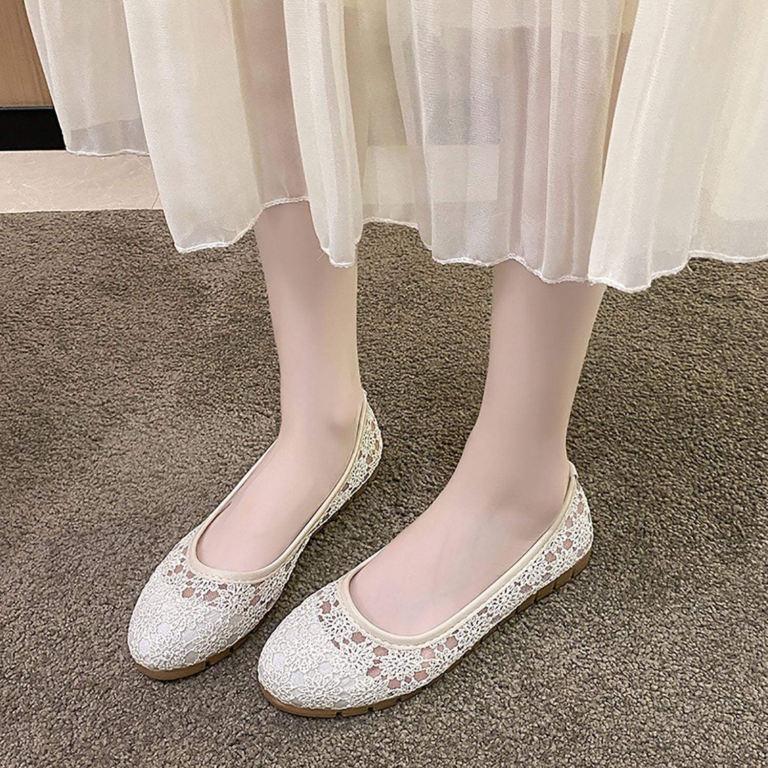 Women Floral Lace Ballet Flats 4