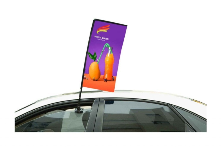 32" Stationary Rectangle Car Window Flag-1 Side Imprint 1