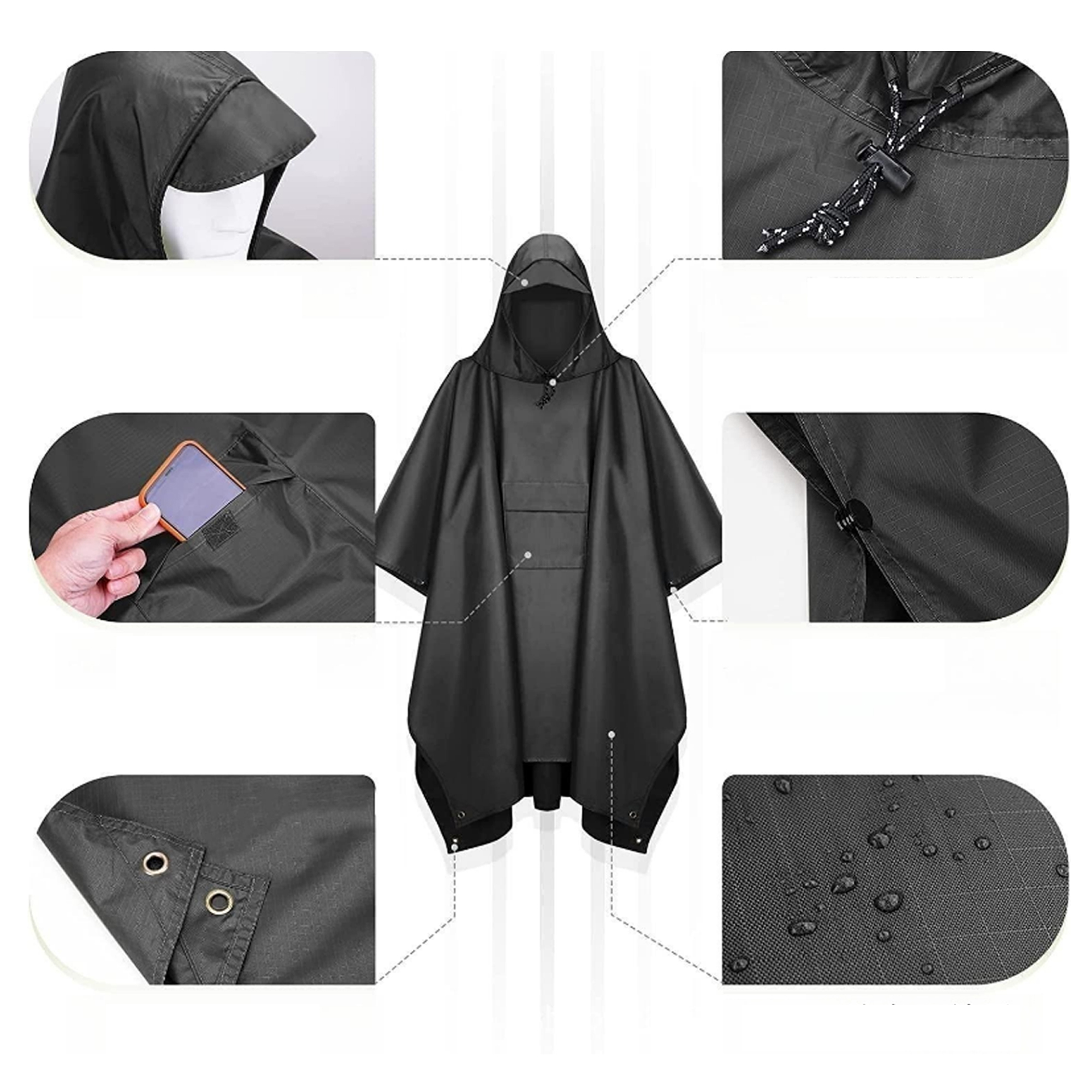 MOQ 50 PCS Durable Multifunctional Camping Raincoat 12