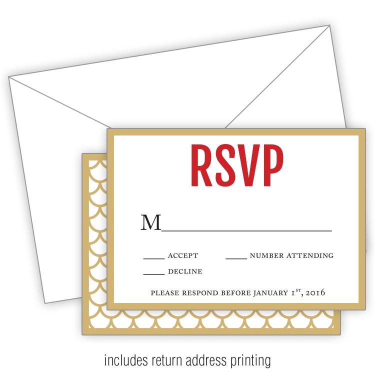 Wedding RSVP Card Flat with Printed Envelopes - 3.5x5 2