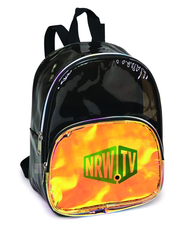 Black and Iridescent Gold Clear Vinyl Backpack 3