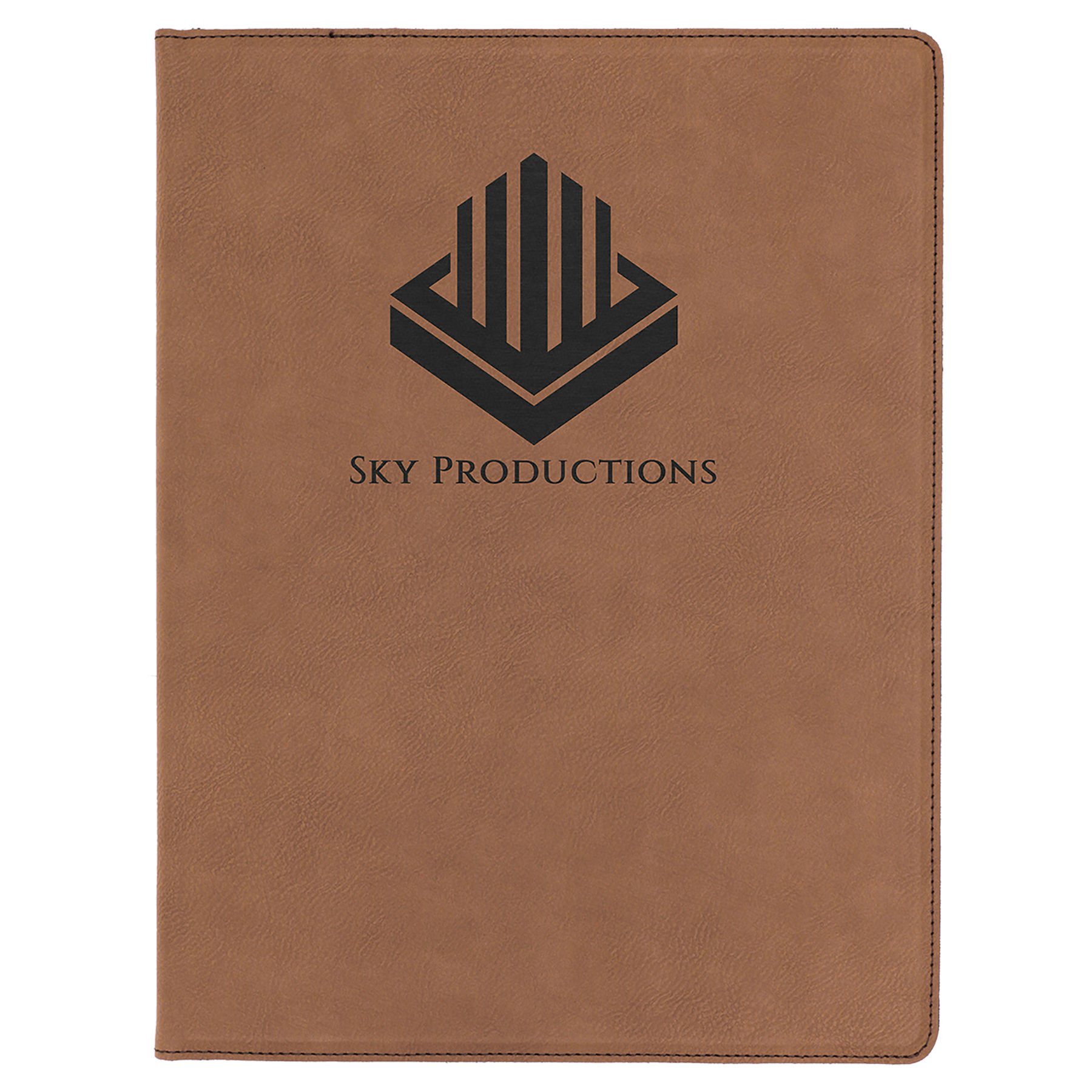 9 1/2" x 12" Dark Brown Leatherette Portfolio with Notepad 2