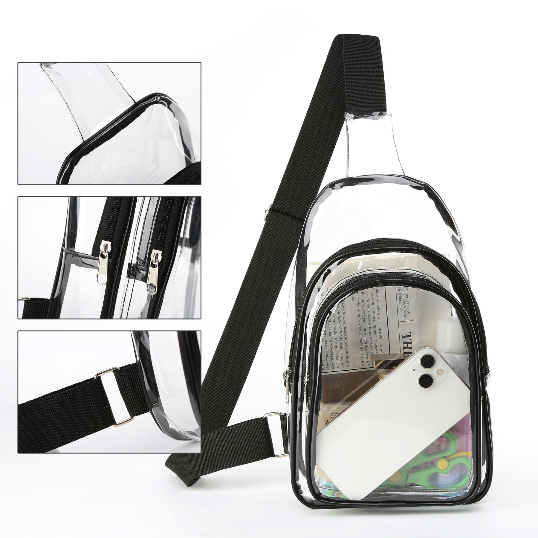 Clear PVC Crossbody Sling Bag Backpack 6