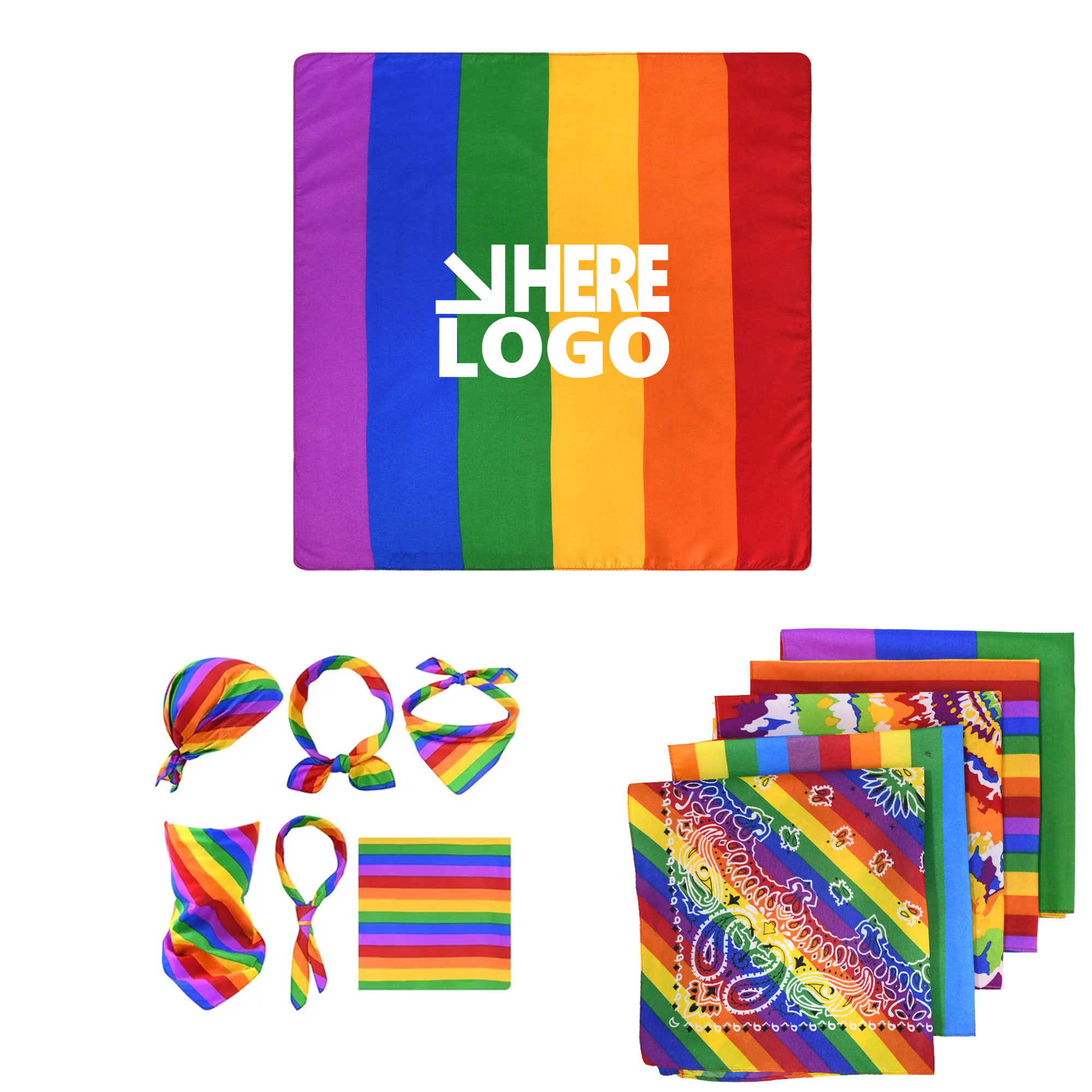 21" Square Scarf Pride Day Rainbow Bandana 1