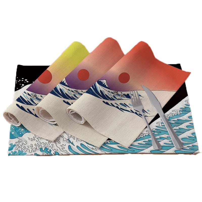 Full Color Logo Print Geometry Linen Place Mat