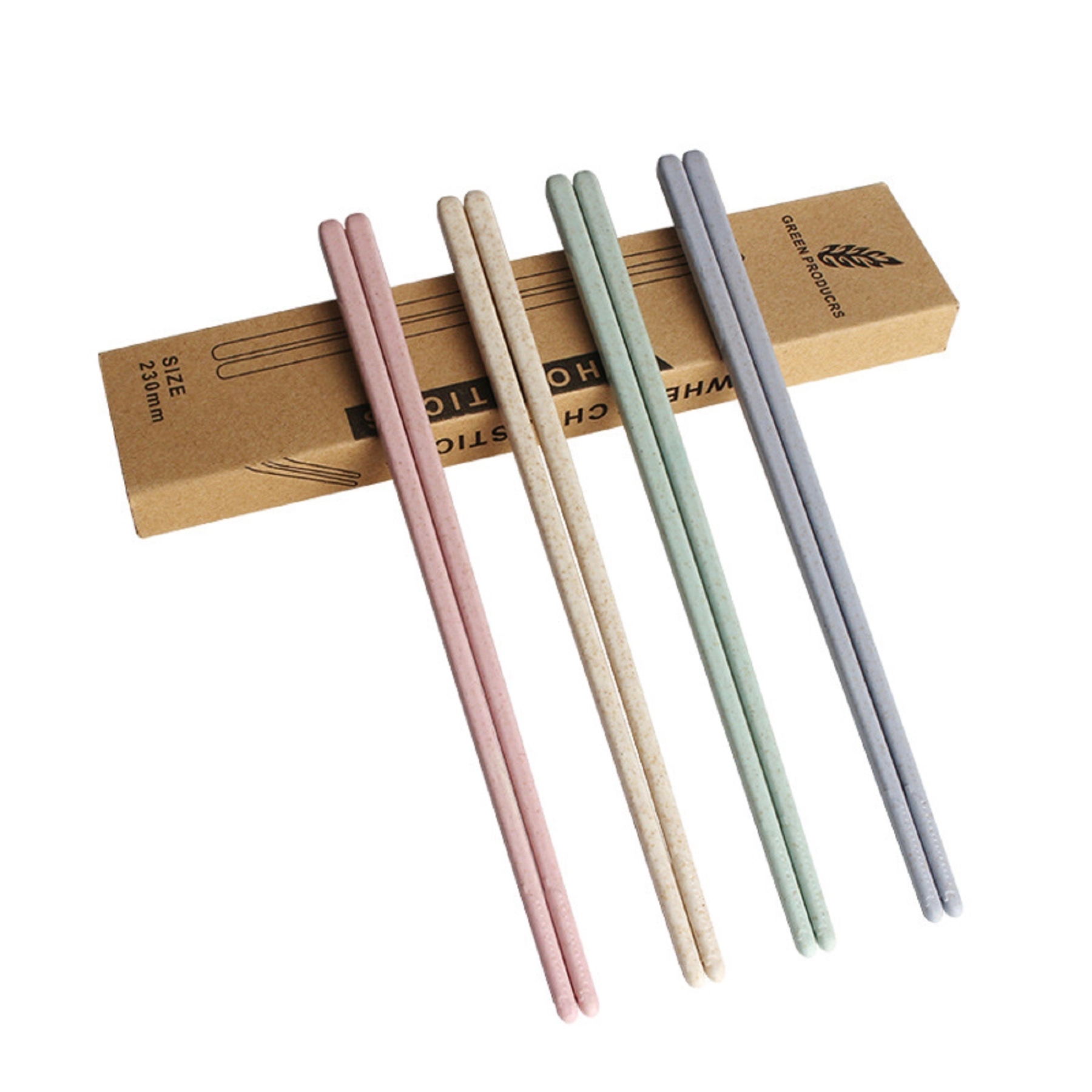 4-Pairs Reusable Wheat Straw Chopsticks Set 2