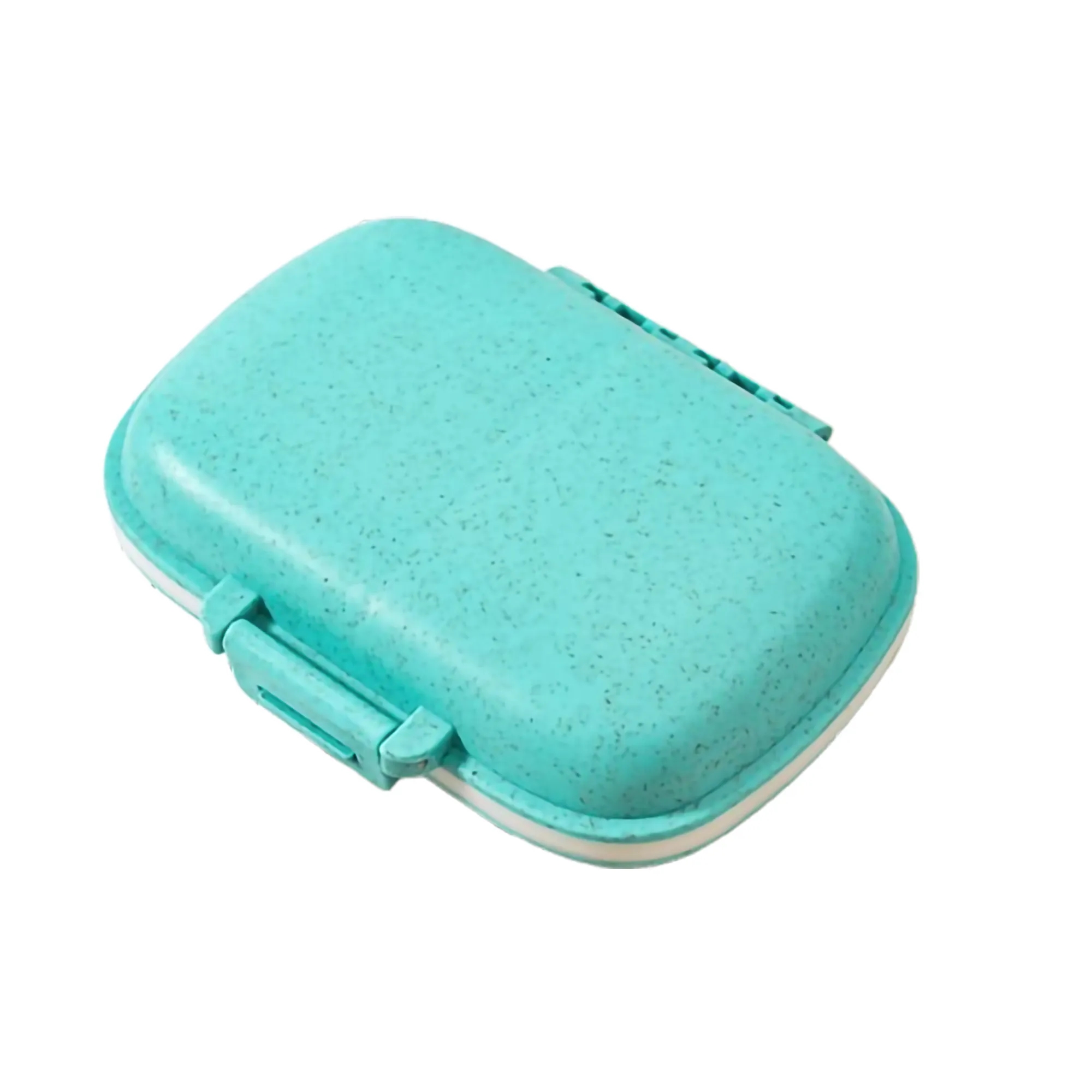 Mini Travel 8 Compartments Eco Wheat Straw Daily Pill Box 8