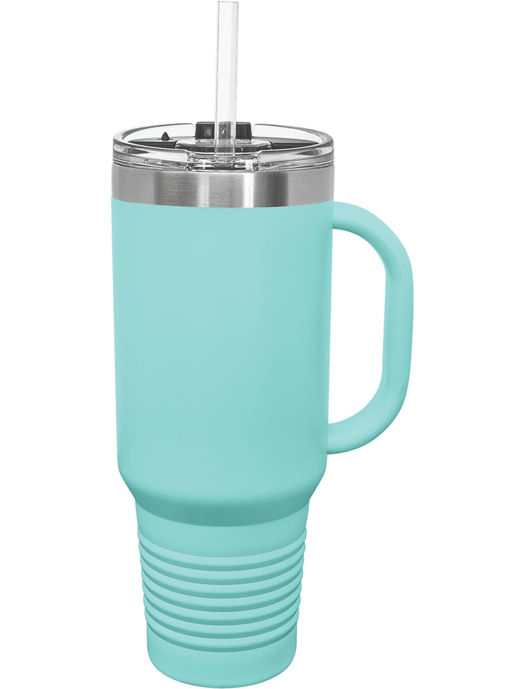 40 Oz. Teal Tumbler Mug w/Handle and Snap Lid 2