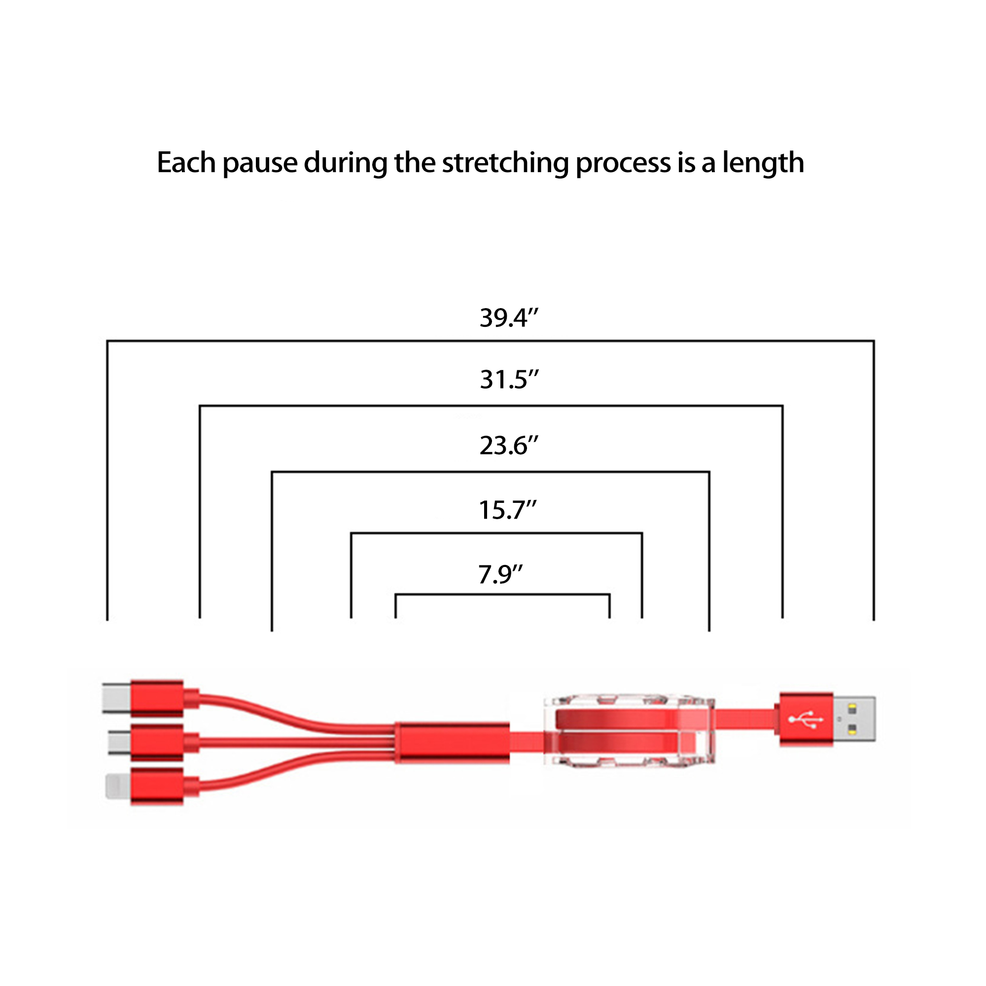 USB Charging Cable Retractable 3In1 Universal Char 3
