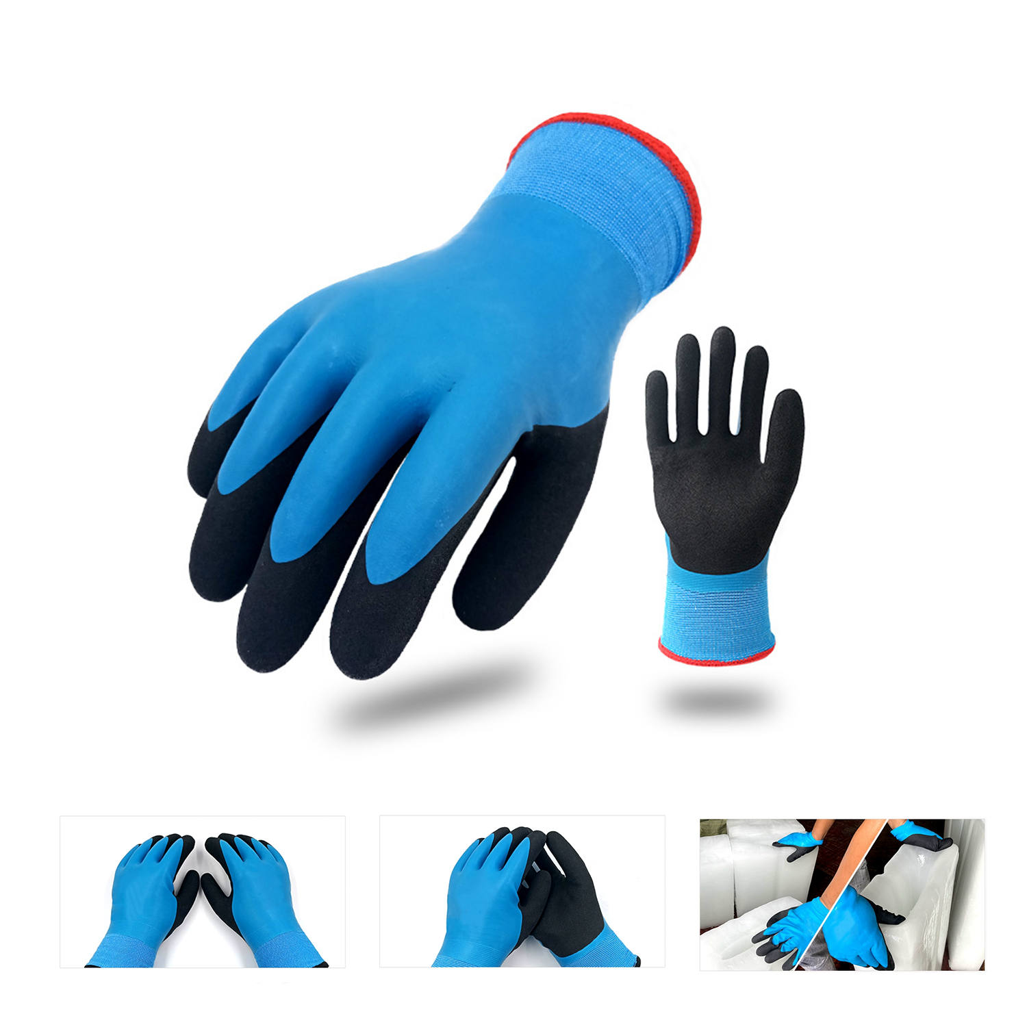 Winter Work Gloves Thermal Liner Grip Coating Warm 2