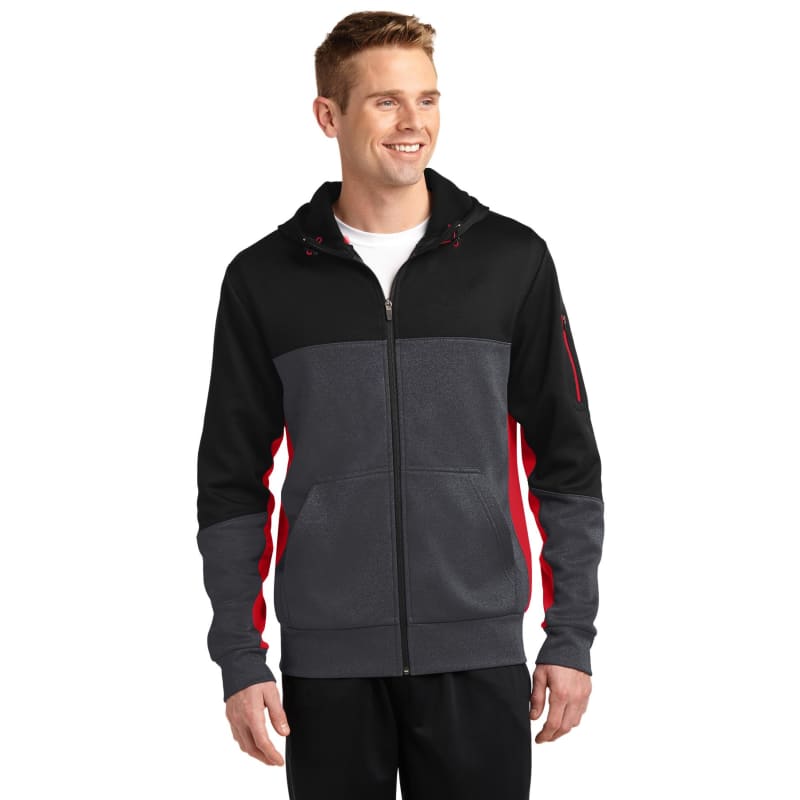 Sport-Tek Tech Fleece Colorblock Full-Zip Hooded Jacket. 11