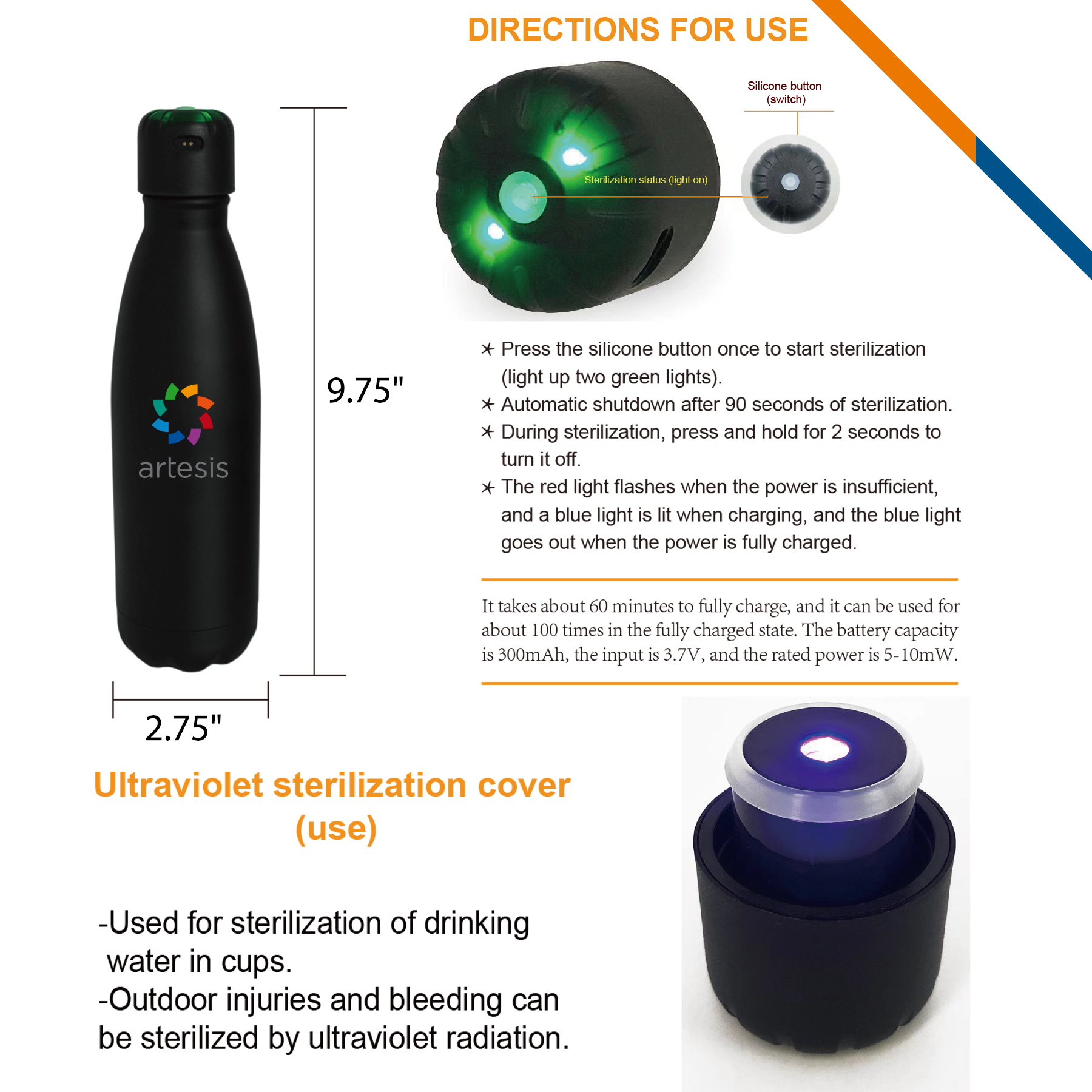 Mutine UV Water Bottle - 17 OZ. 3