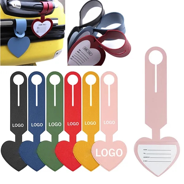 Heart Shaped PU Leather Luggage Bag Tags 2