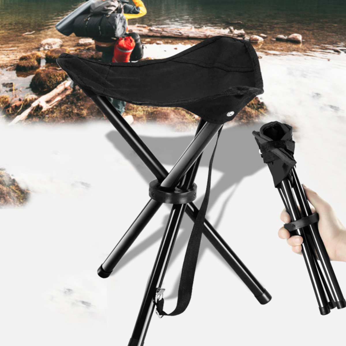Portable 3 Legged Folding Camp Stool 7