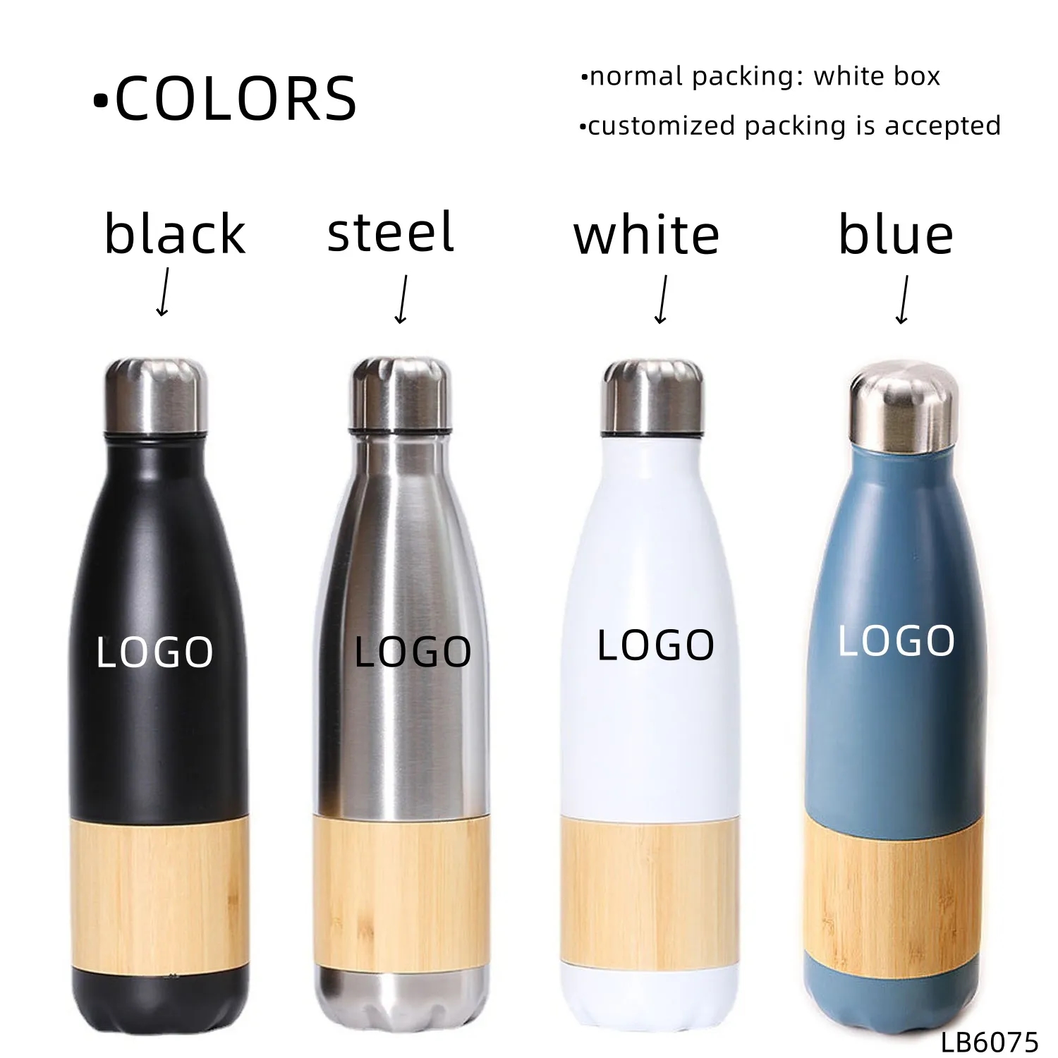 17 oz Bamboo Stainless Steel Insulated Water Bottles 5