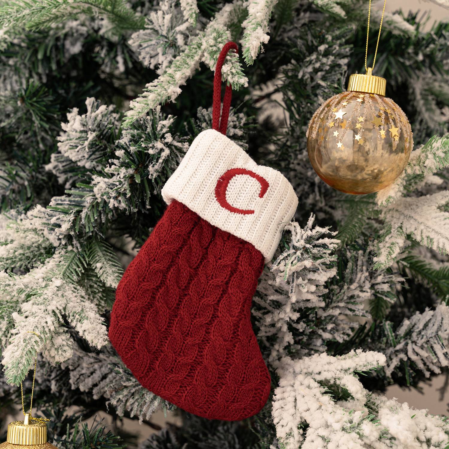 Mini Cotton Knitted Christmas Stocking 16