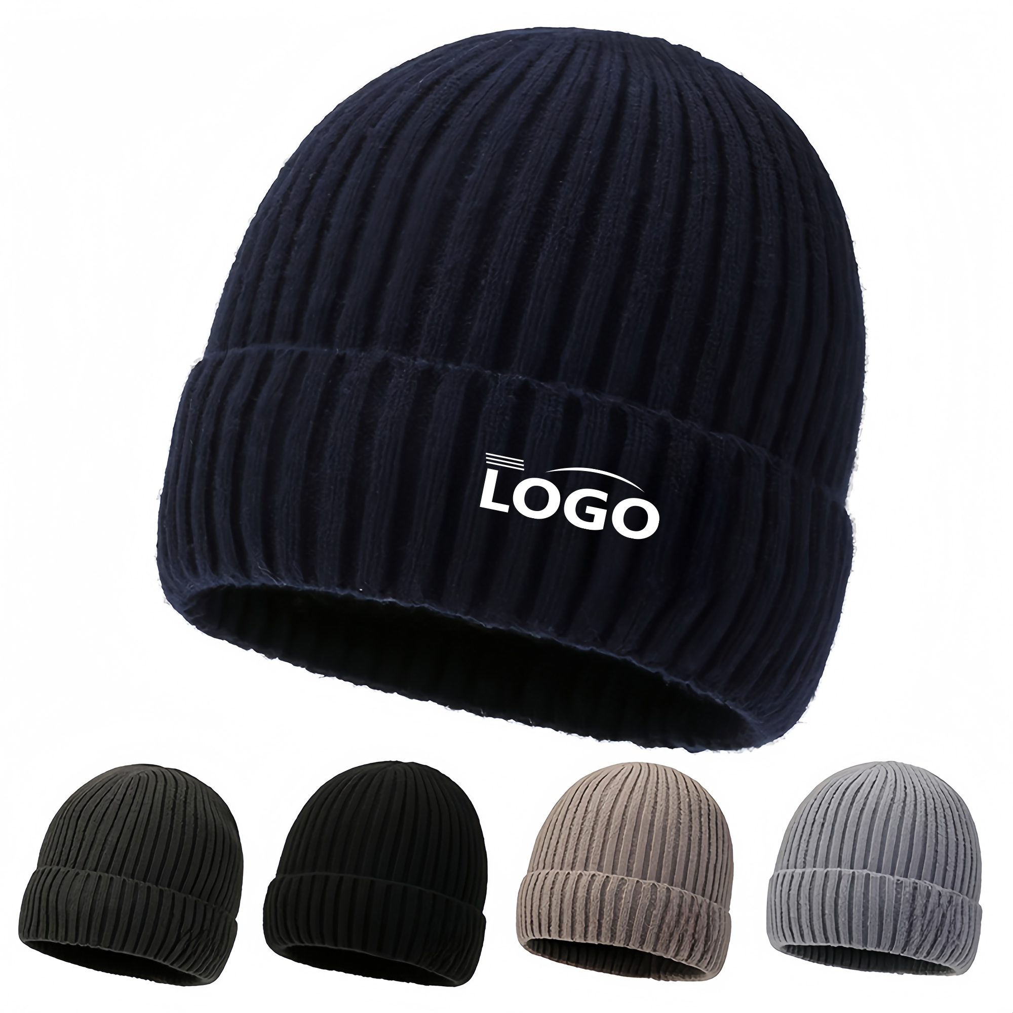 Men's Winter Knit Beanie with Plush Lining 2