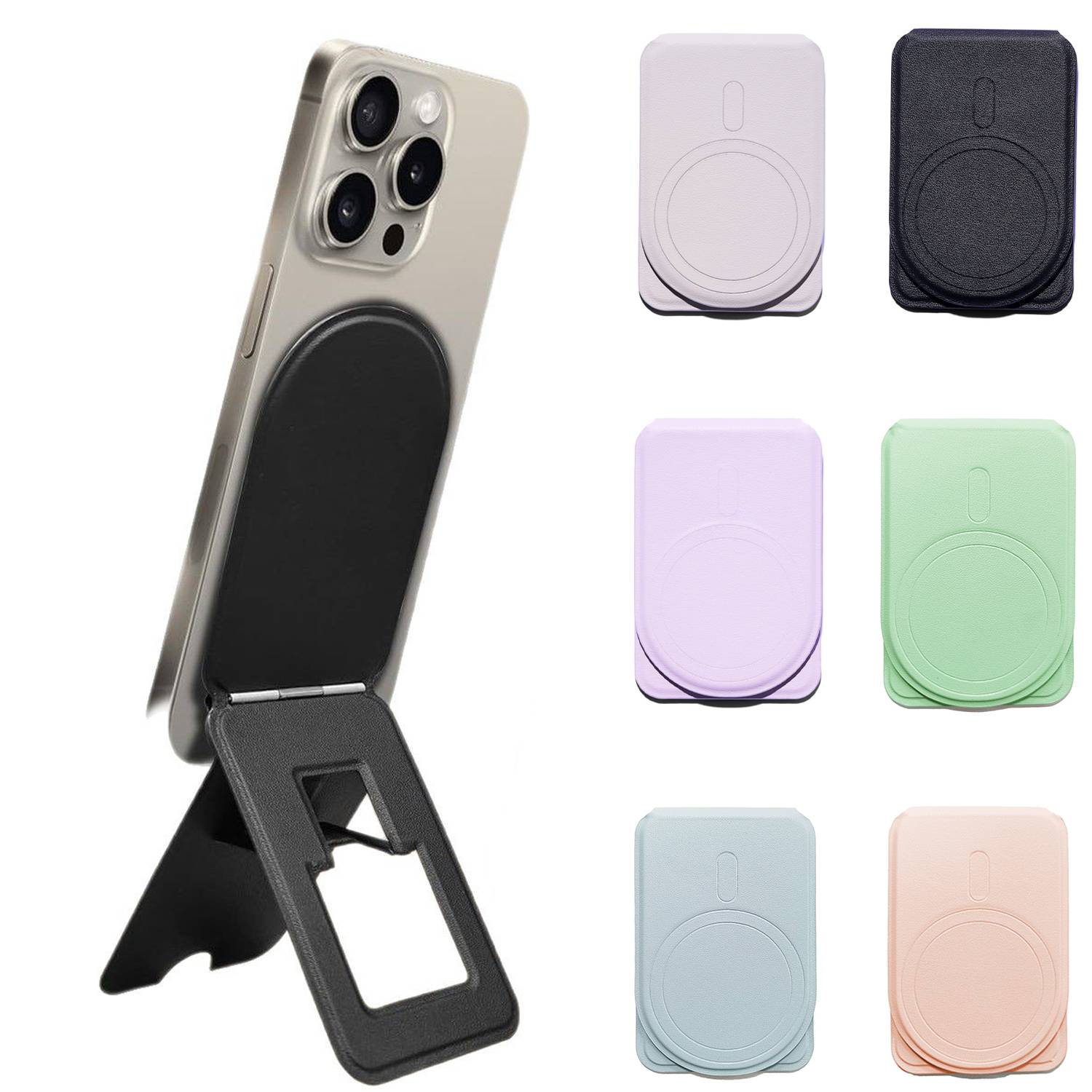 PU Leather Foldable Magnetic Triangle Phone Stand 5