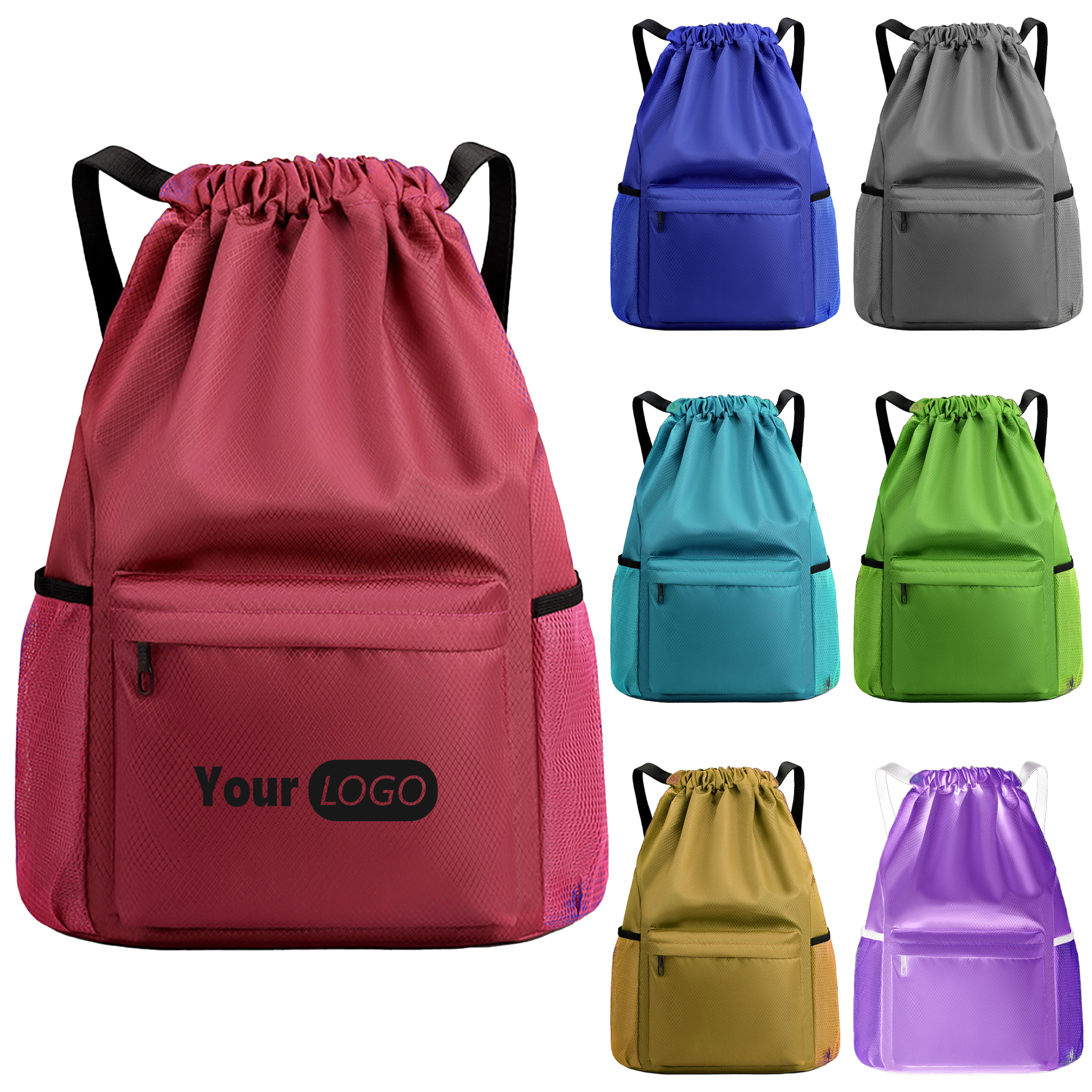 Polyester Customizable Large Capacity Drawstring Backpack 4