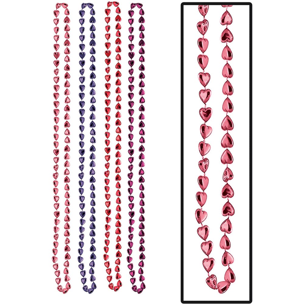 Hearts Beaded Necklaces - 33" 4 Pk 2