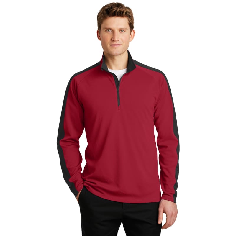 Sport-Tek Sport-Wick Textured Colorblock 1/4-Zip Pullover. 16