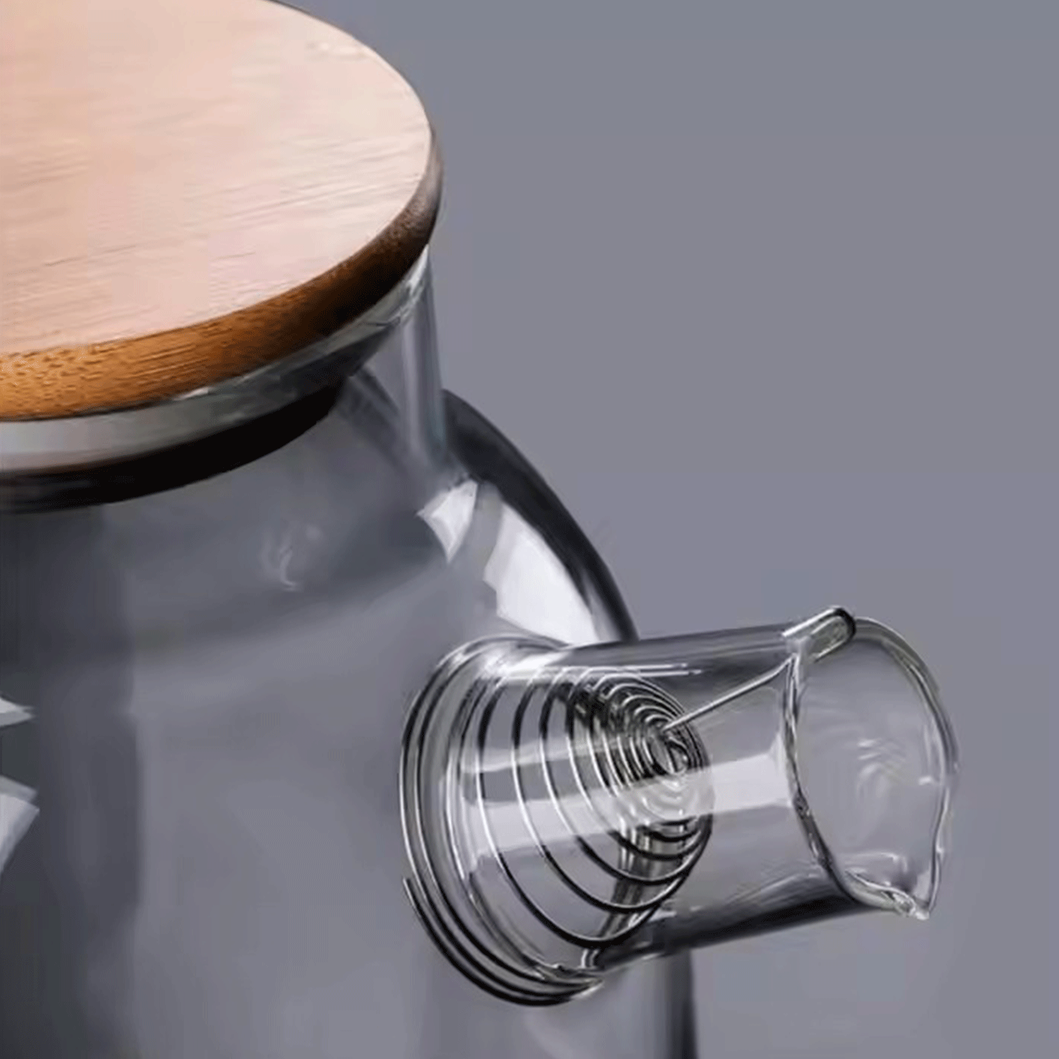 Stovetop Safe Glass Teapot Kettle w/ Bamboo Lid 9