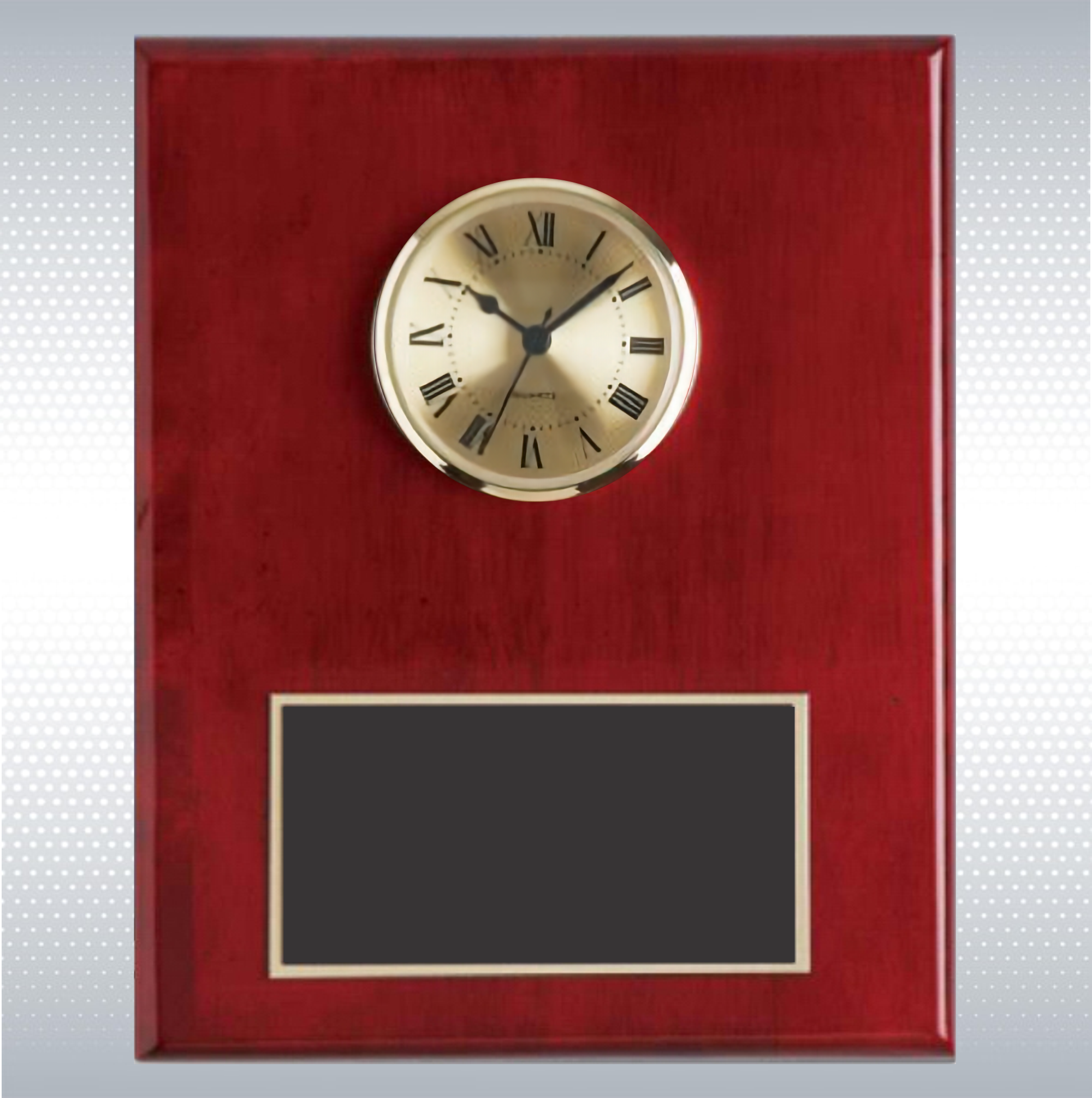 Piano Finish Solid Wood Plaque W/ Clock 9