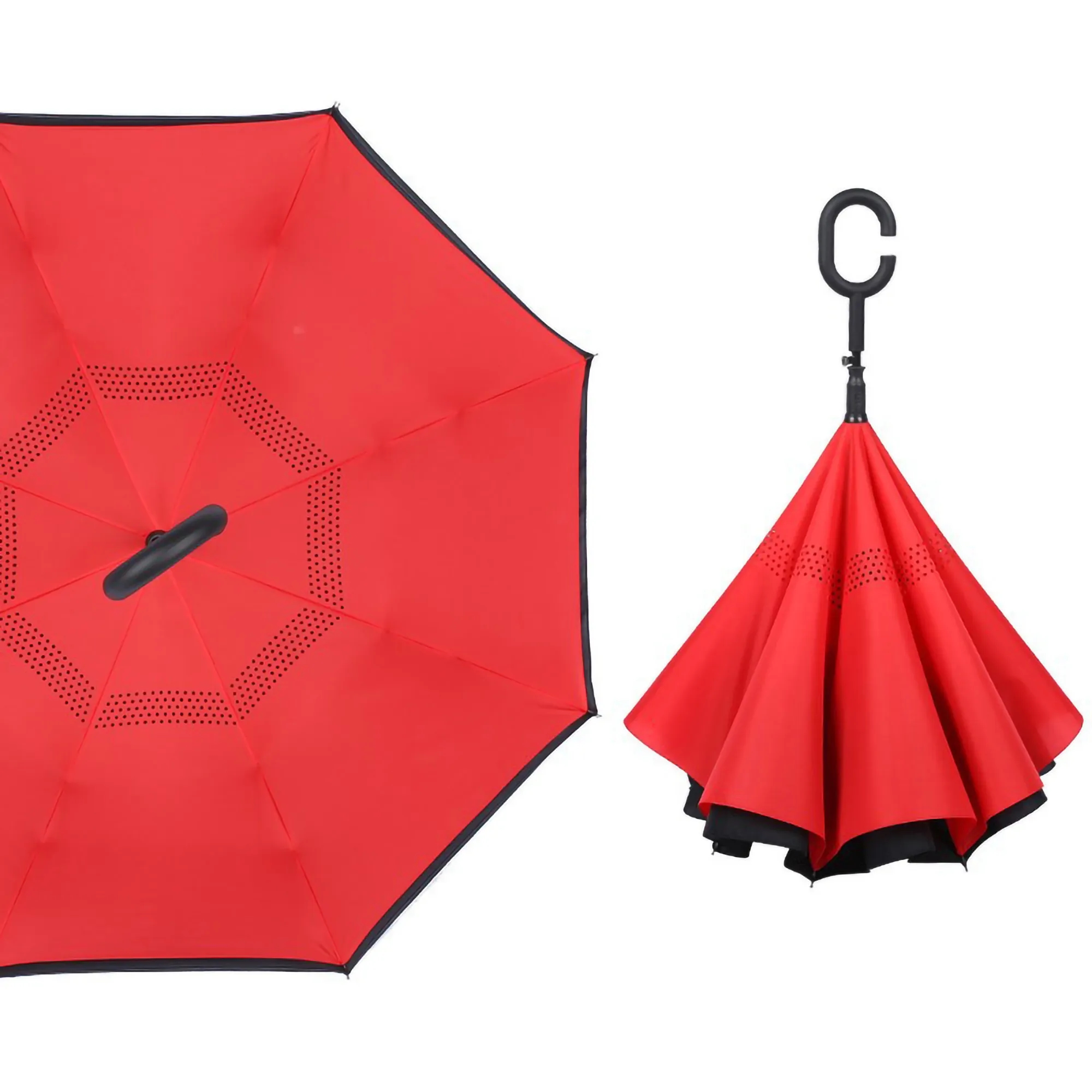 Double Layer C Handle Inverted Reverse Folding Umbrella 8