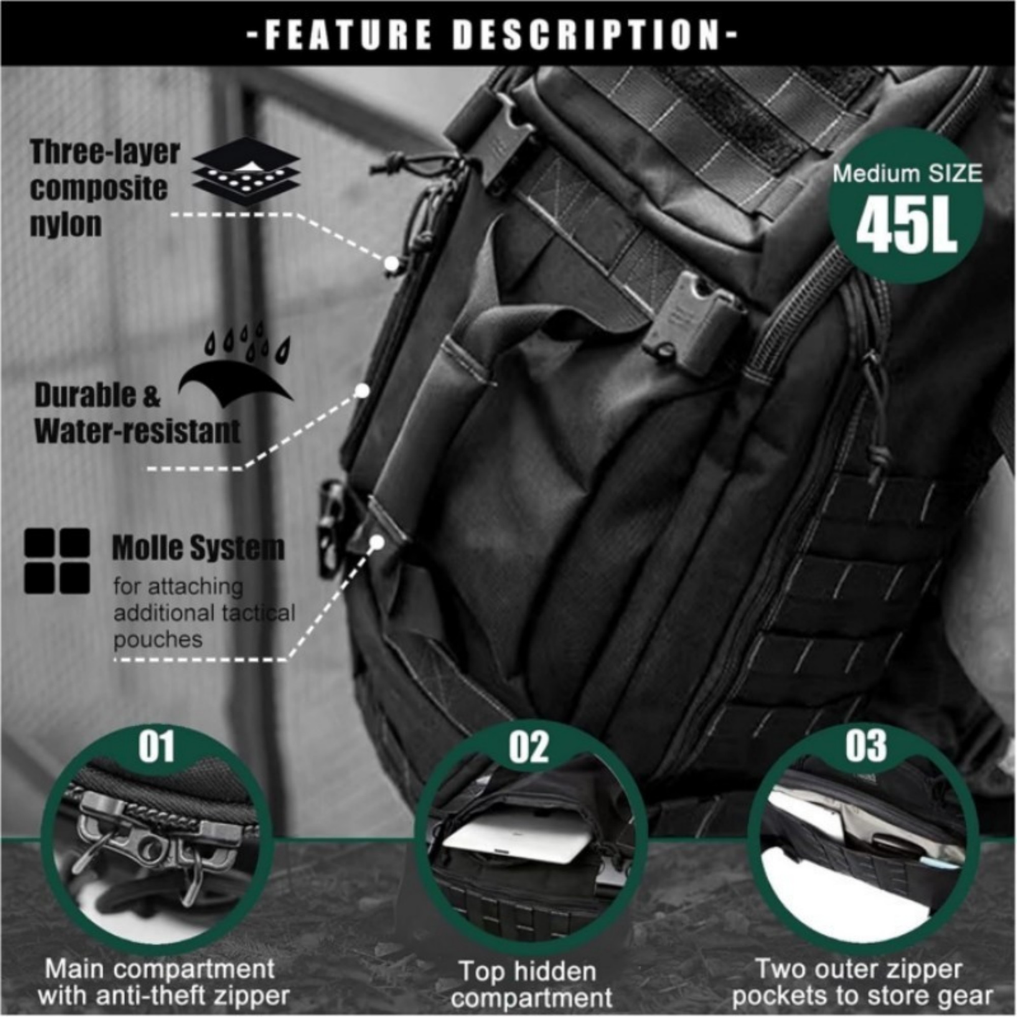 3" 1 Military Backpack 4