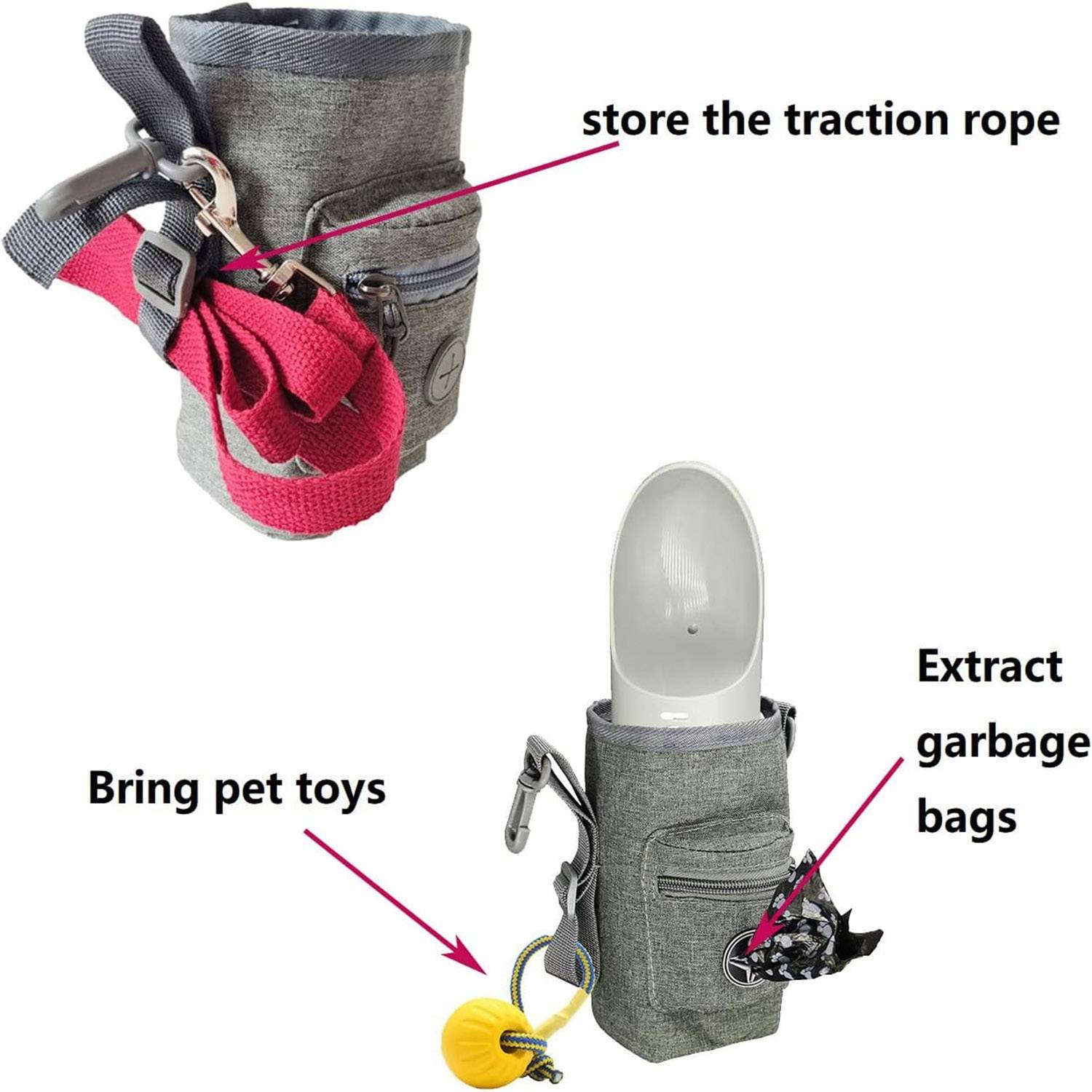 3-in-1 pet treat carrier and waste bag dispenser 8